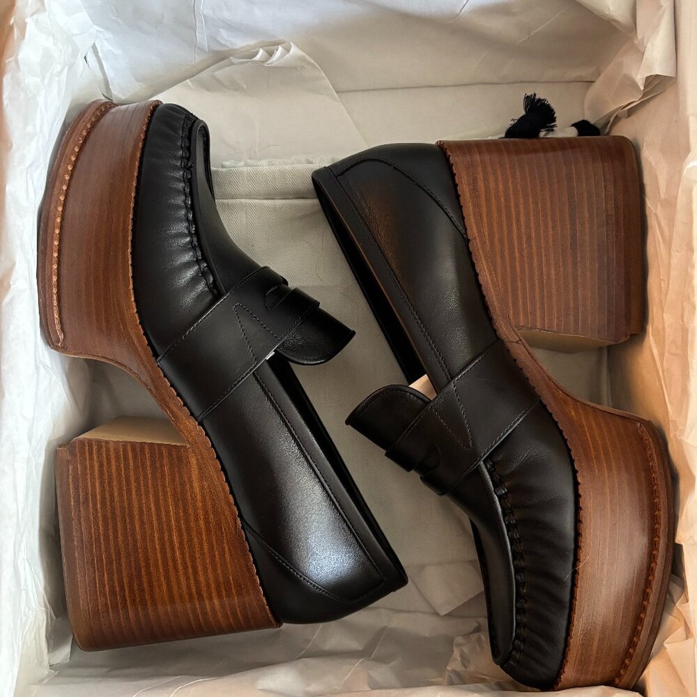 GABRIELA HEARST Augusta textured-leather platform loafers Black IT 39.5 US 9.5